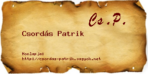 Csordás Patrik névjegykártya