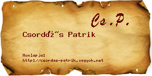 Csordás Patrik névjegykártya